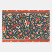 Vogel en bloem Perzisch blauw rood patroon Inpakpapier Vel (Voorkant)