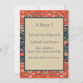 Vogel en bloem Perzisch blauw rood patroon Kaart (Achterkant)