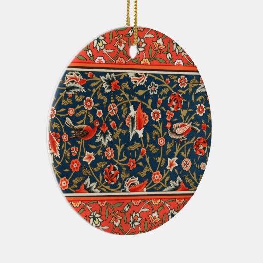 Vogel en bloem Perzisch blauw rood patroon Keramisch Ornament (Rechts)