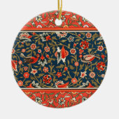 Vogel en bloem Perzisch blauw rood patroon Keramisch Ornament (Voorkant)
