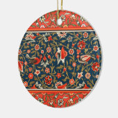 Vogel en bloem Perzisch blauw rood patroon Keramisch Ornament (Links)