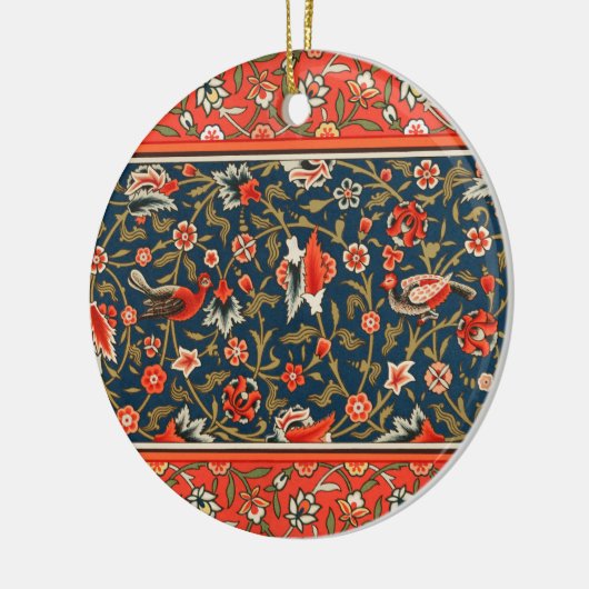 Vogel en bloem Perzisch blauw rood patroon Keramisch Ornament (Links)