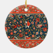 Vogel en bloem Perzisch blauw rood patroon Keramisch Ornament (Achterkant)