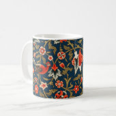 Vogel en bloem Perzisch blauw rood patroon Koffiemok (Voorkant links)