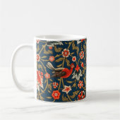 Vogel en bloem Perzisch blauw rood patroon Koffiemok (Links)