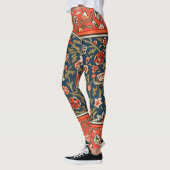Vogel en bloem Perzisch blauw rood patroon Leggings (Links)