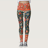 Vogel en bloem Perzisch blauw rood patroon Leggings (Voorkant)