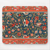 Vogel en bloem Perzisch blauw rood patroon Muismat (Voorkant)