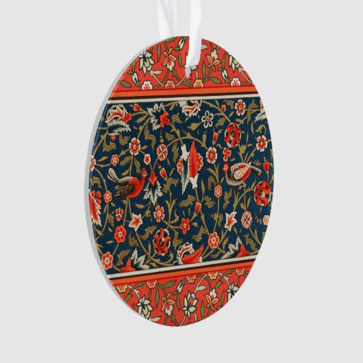 Vogel en bloem Perzisch blauw rood patroon Ornament (voorkant)