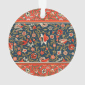 Vogel en bloem Perzisch blauw rood patroon Ornament (achterkant)