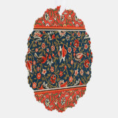 Vogel en bloem Perzisch blauw rood patroon Ornament Kaart (Rechts)