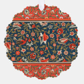 Vogel en bloem Perzisch blauw rood patroon Ornament Kaart (Voorkant)