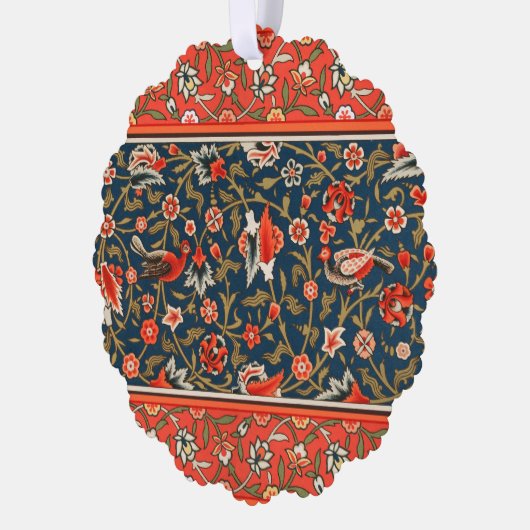 Vogel en bloem Perzisch blauw rood patroon Ornament Kaart (Links)