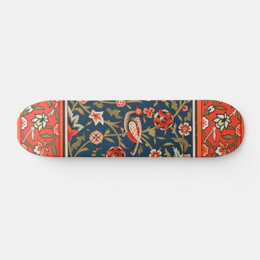 Vogel en bloem Perzisch blauw rood patroon Persoonlijk Skateboard (Horizontaal)