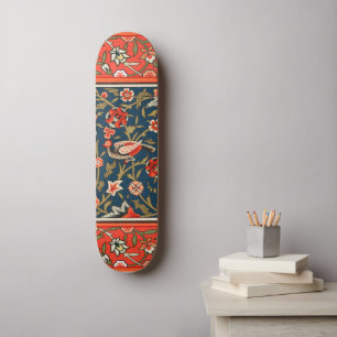 Vogel en bloem Perzisch blauw rood patroon Persoonlijk Skateboard