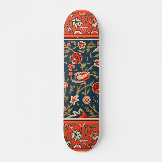 Vogel en bloem Perzisch blauw rood patroon Persoonlijk Skateboard (Voorkant)