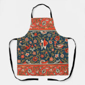 Vogel en bloem Perzisch blauw rood patroon Schort (Voorkant)