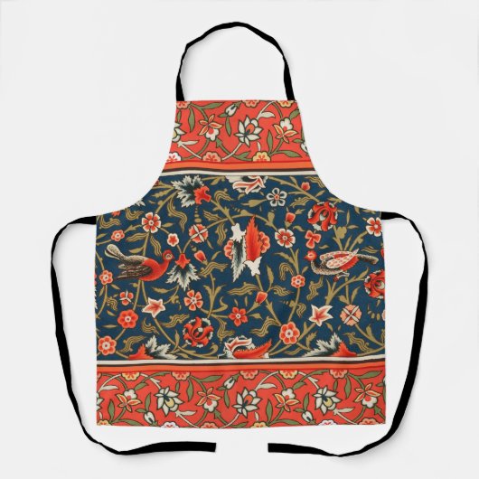 Vogel en bloem Perzisch blauw rood patroon Schort (Voorkant)