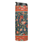 Vogel en bloem Perzisch blauw rood patroon Thermosbeker (Geroteerd rechts)