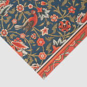 Vogel en bloem Perzisch blauw rood patroon Tissuepapier (Detail)