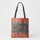 Vogel en bloem Perzisch blauw rood patroon Tote Bag (Voorkant)
