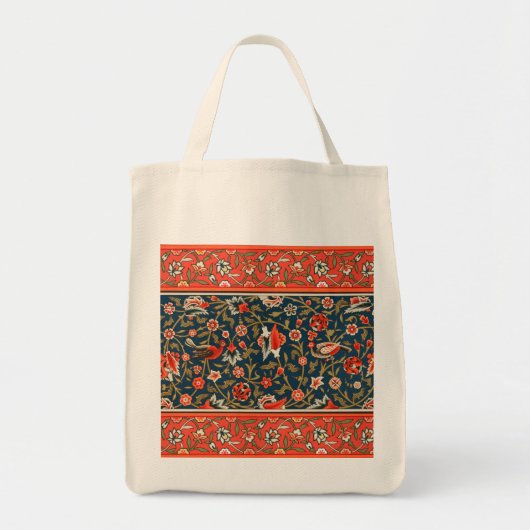 Vogel en bloem Perzisch blauw rood patroon Tote Bag (Voorkant)