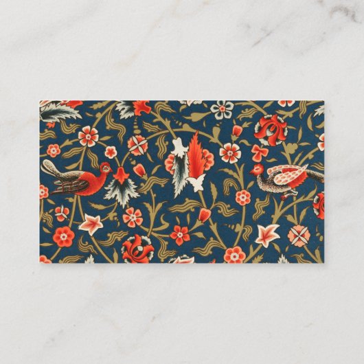 Vogel en bloem Perzisch blauw rood patroon Visitekaartje (Achterkant)
