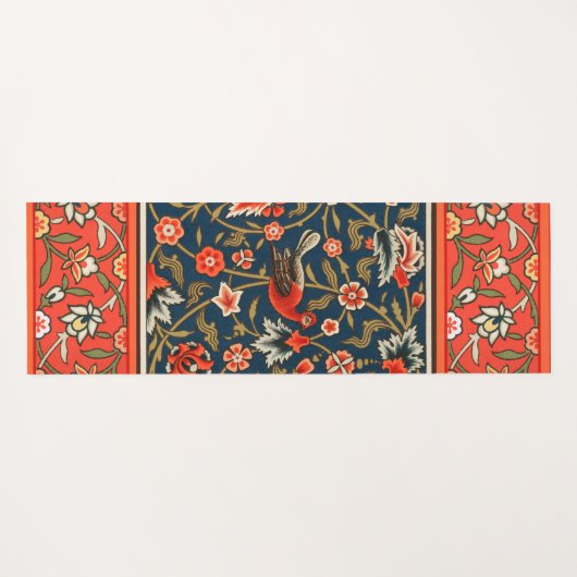 Vogel en bloem Perzisch blauw rood patroon Yogamat (Achterkant (horizontaal))