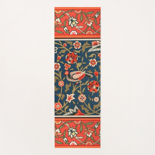 Vogel en bloem Perzisch blauw rood patroon Yogamat (Voorkant)