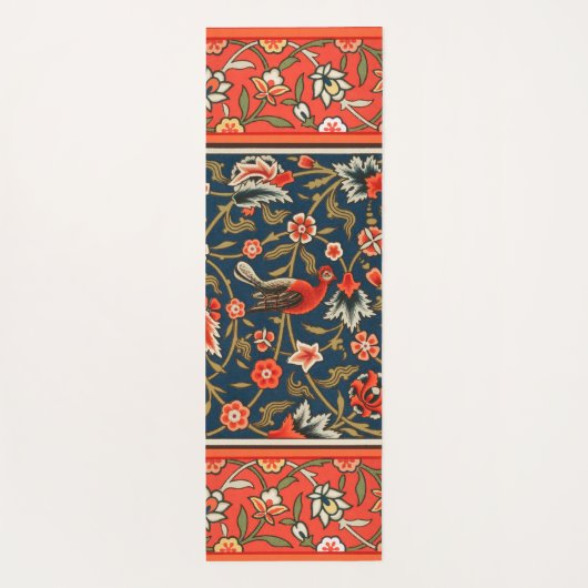 Vogel en bloem Perzisch blauw rood patroon Yogamat (Achterkant)