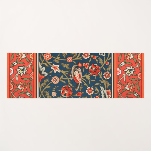 Vogel en bloem Perzisch blauw rood patroon Yogamat (Voorkant (horizontaal))