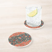 Vogel en bloem Perzisch blauw rood patroon Zandsteen Onderzetter (Zijkant)