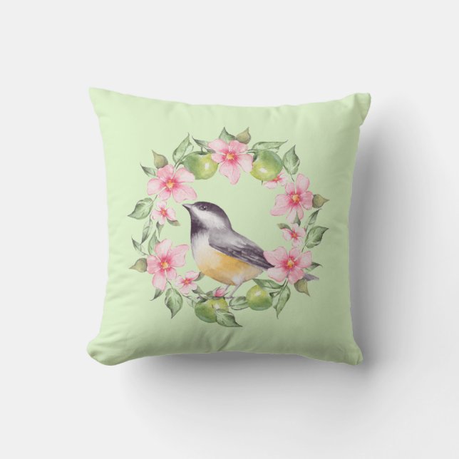 Vogel en bloemen 2 kussen (Voorkant)