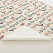Vogel en Bloemen Beige Folk Art Patroon Sherpa Deken (3/4)