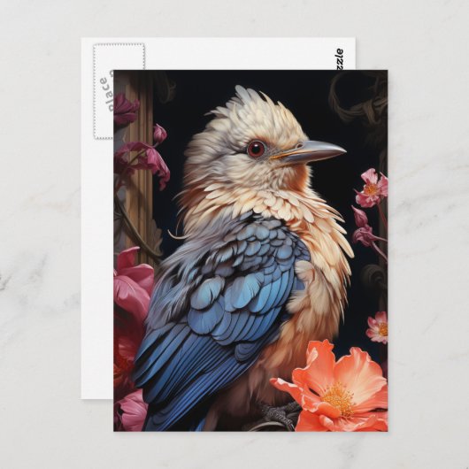 Vogel en bloemen briefkaart (Voorkant / Achterkant)