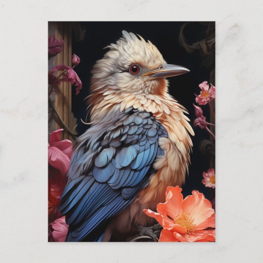 Vogel en bloemen briefkaart (Voorkant)