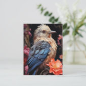 Vogel en bloemen briefkaart (Staand voorkant)