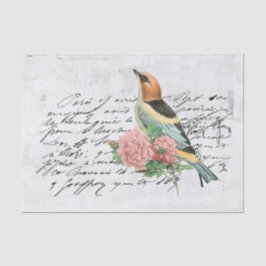  vogel en bloemen Ephemera Tissuepapier
