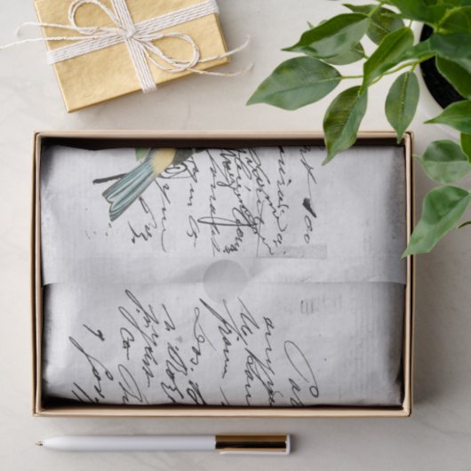 vogel en bloemen Ephemera Tissuepapier (Geschenk)