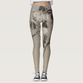 VOGEL EN BLOEMEN GEDRUKTE LEGGINGS