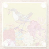 Vogel en bloemen glazen onderzetter (Achterkant)