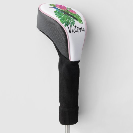 Vogel en bloemen golfheadcover (Schuin)