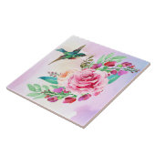Vogel en bloemen Keramische Tegel Tegeltje (Zijkant)
