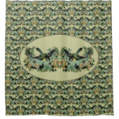 Vogel en bloemen  kunst douchegordijn (Voorkant)