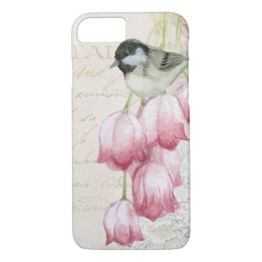 Vogel en bloemen met handschrift Shabby  Case-Mate iPhone Case (Achterkant)