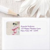 Vogel en bloemen met handschrift Shabby  Etiket (Insitu)