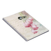 Vogel en bloemen met handschrift Shabby  Notitieboek (Rechterzijde)
