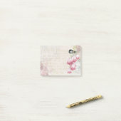 Vogel en bloemen met handschrift Shabby Post-it® Notes (Op bureau)