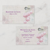 Vogel en bloemen met handschrift Shabby  Visitekaartje (Voorkant / Achterkant)