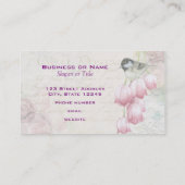 Vogel en bloemen met handschrift Shabby  Visitekaartje (Achterkant)
